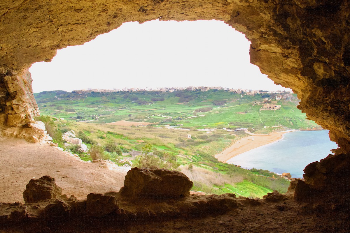 View from Tal Mixta Cave in Gozo, Malta