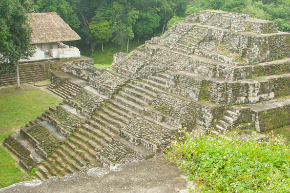 View from the top of a Mayan temple at Yaxha in Guatemala