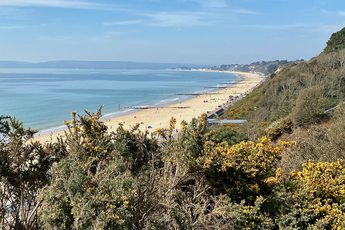 View of Bournemouth Beaches from the WestCliff of Bournemouth in Dorset