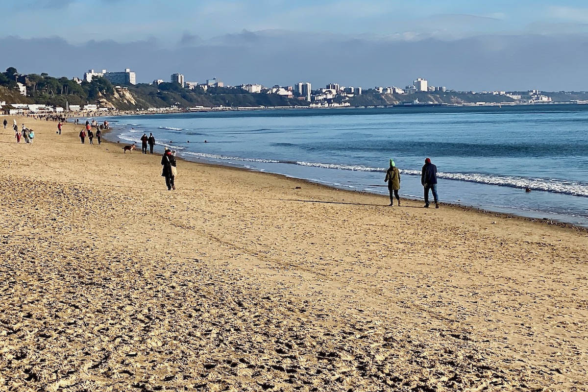 View of Bournemouth from Canford Cliffs Beach in Dorset