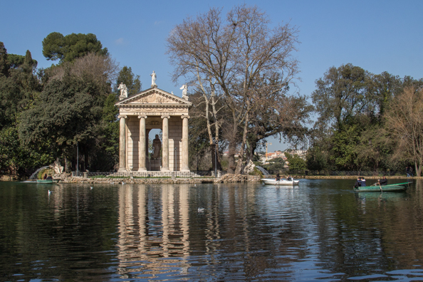 temple of Aesculapios in the Garden Lake of Villa Borghese, Rome