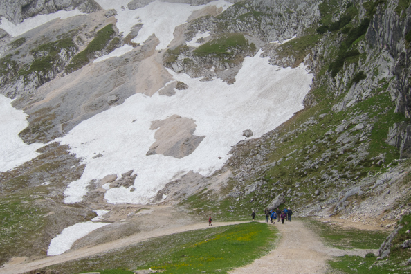 Walking down the Alpspitze in Garmisch-Partenkirchen in Bavaria
