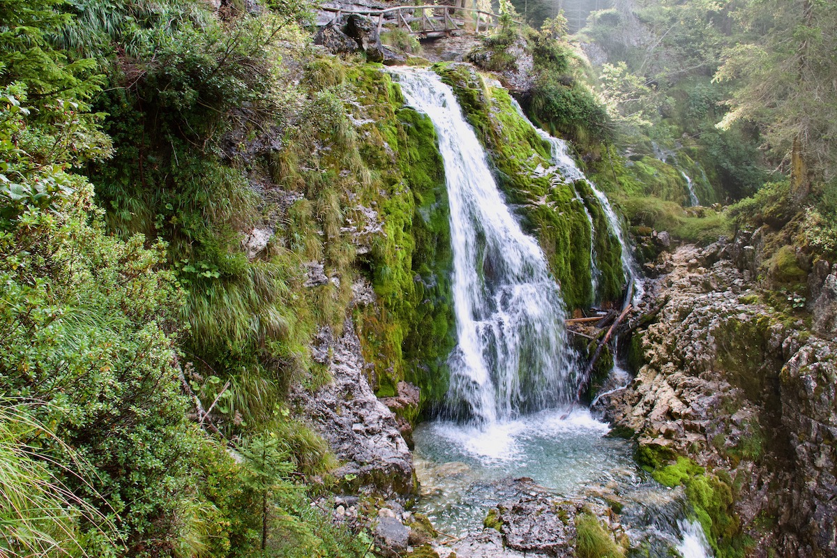 Waterfall below Cascate Alte in Vallesinella, Madonna di Campiglio in Italy
