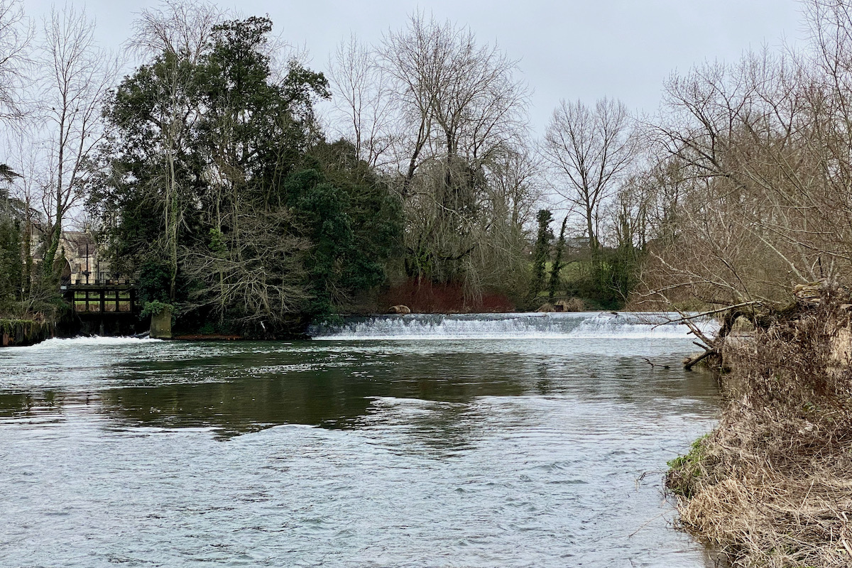 Weir on the River Stour, Wimborne in Dorset