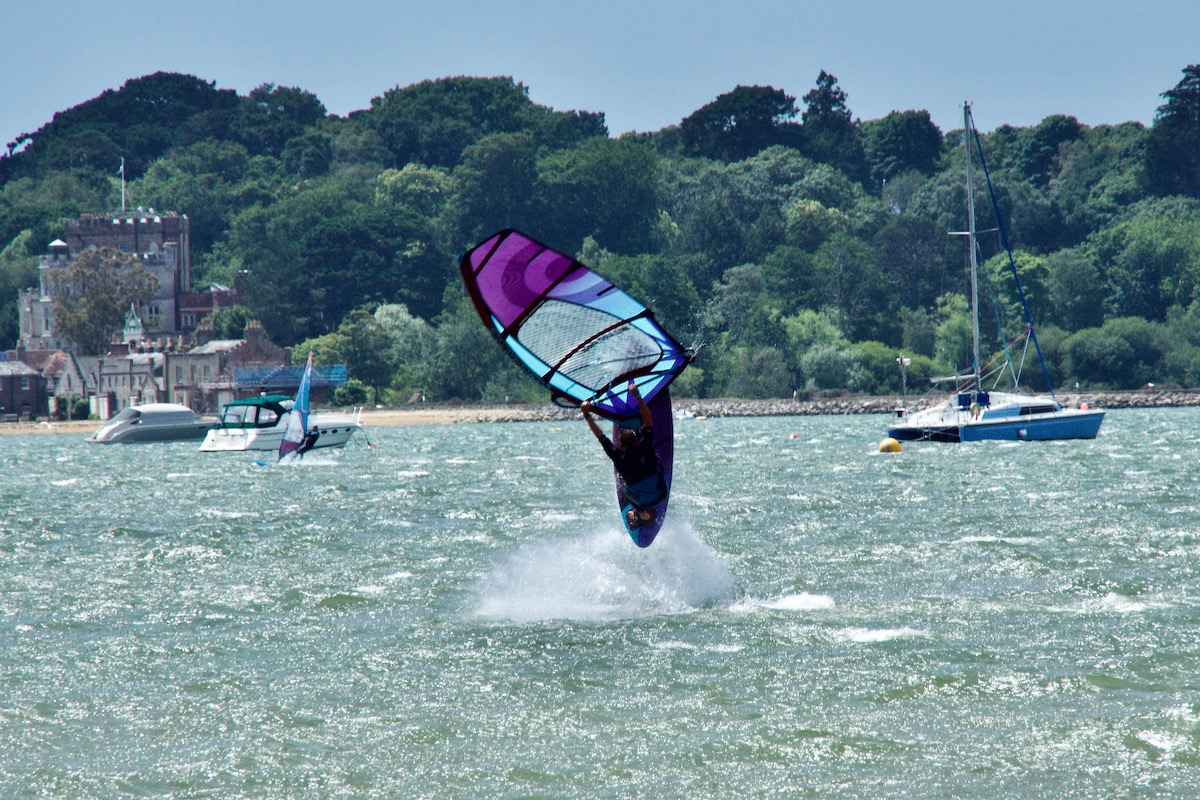 Windsurfer doing Tricks in Poole Harbour
