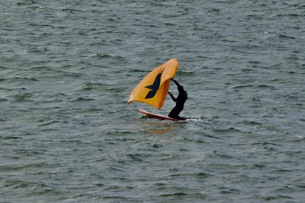 Wingfoiler Foiled by the Weather in Poole Harbour, Dorset