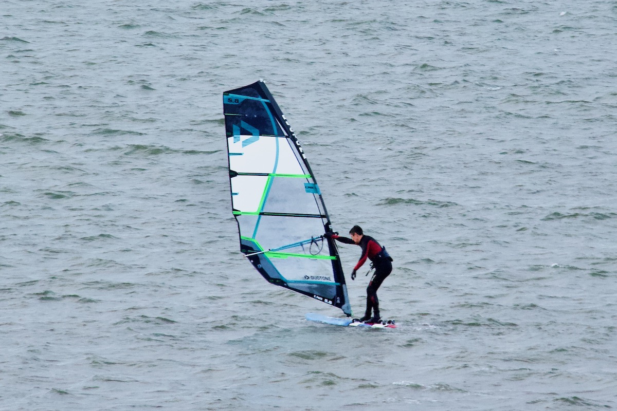 Wobbling Windsurger on Poole Harbour in Dorset