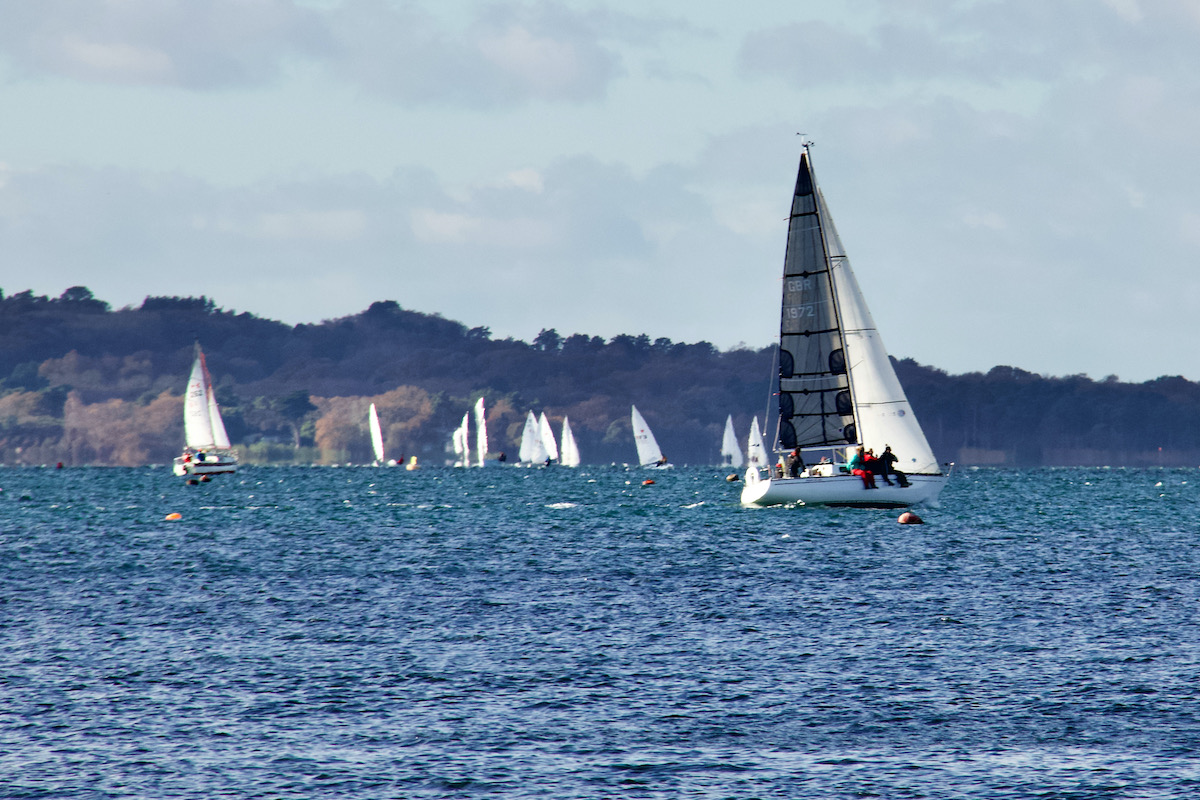 Yachts Racing on Poole Harbour in Dorset