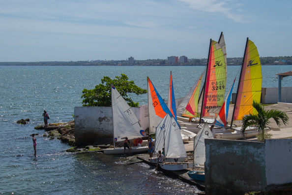 Yachts setting saill in Matanzas Bay, Matanzas, Cuba